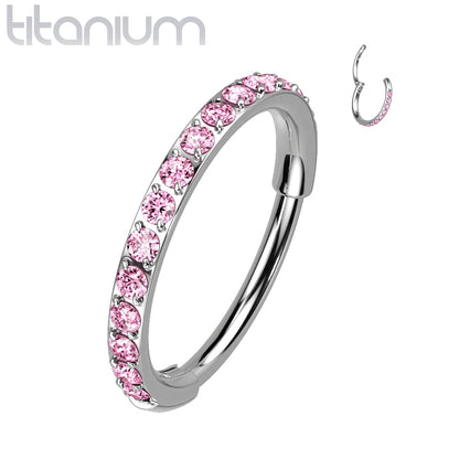 Hinged Ring Eternity Gem | Titanium Clicker Segment Hoop Ring