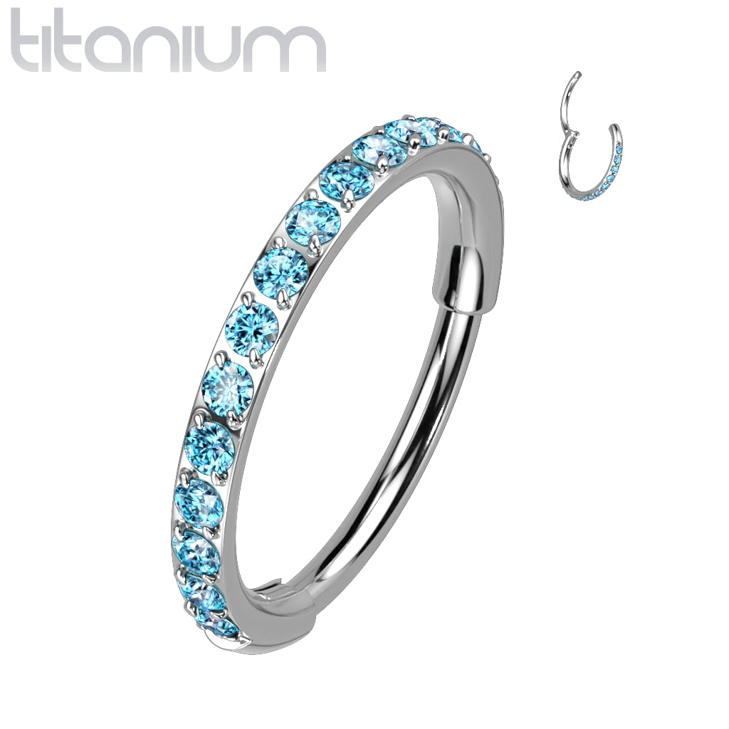 Hinged Ring Eternity Gem | Titanium Clicker Segment Hoop Ring - Avanti Body Jewelry