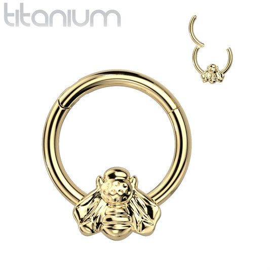 Hinged Ring Bee | Titanium Clicker Segment Hoop Ring - Avanti Body Jewelry