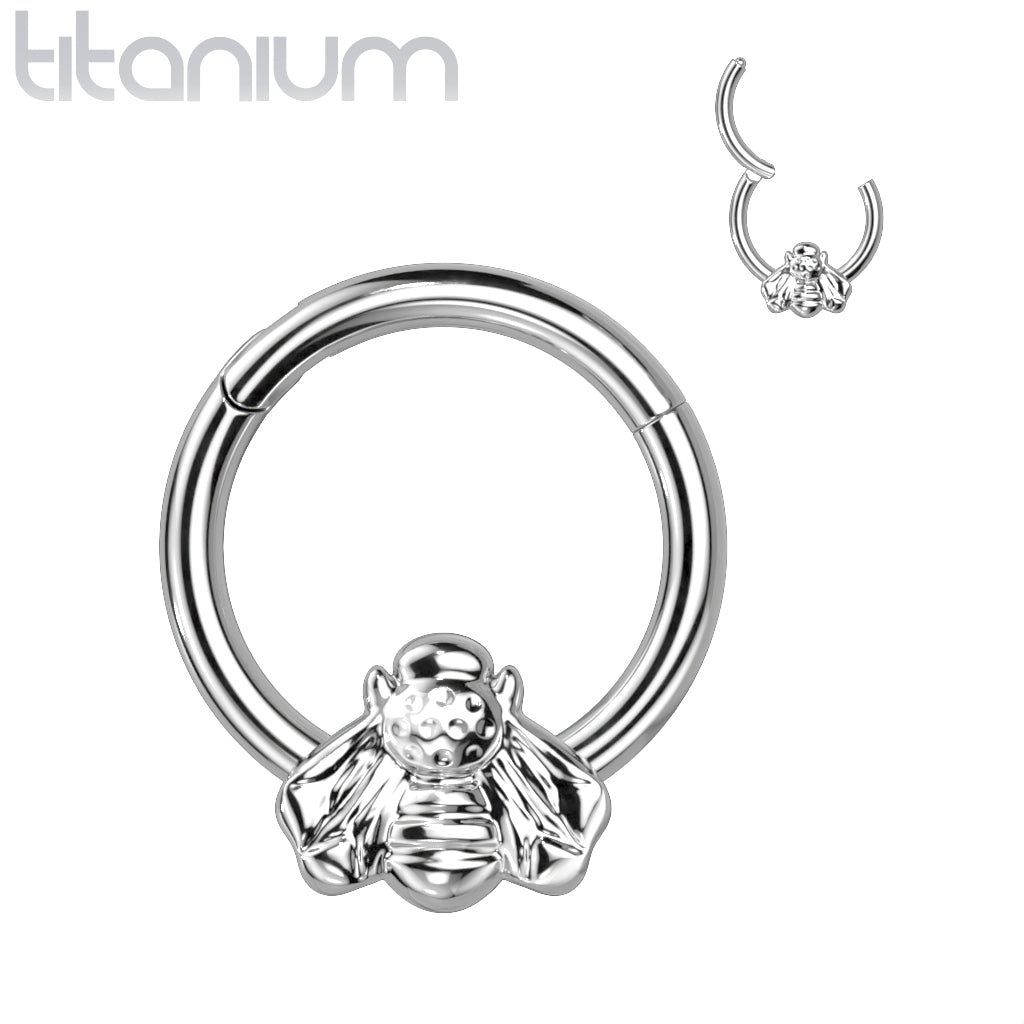 Hinged Ring Bee | Titanium Clicker Segment Hoop Ring