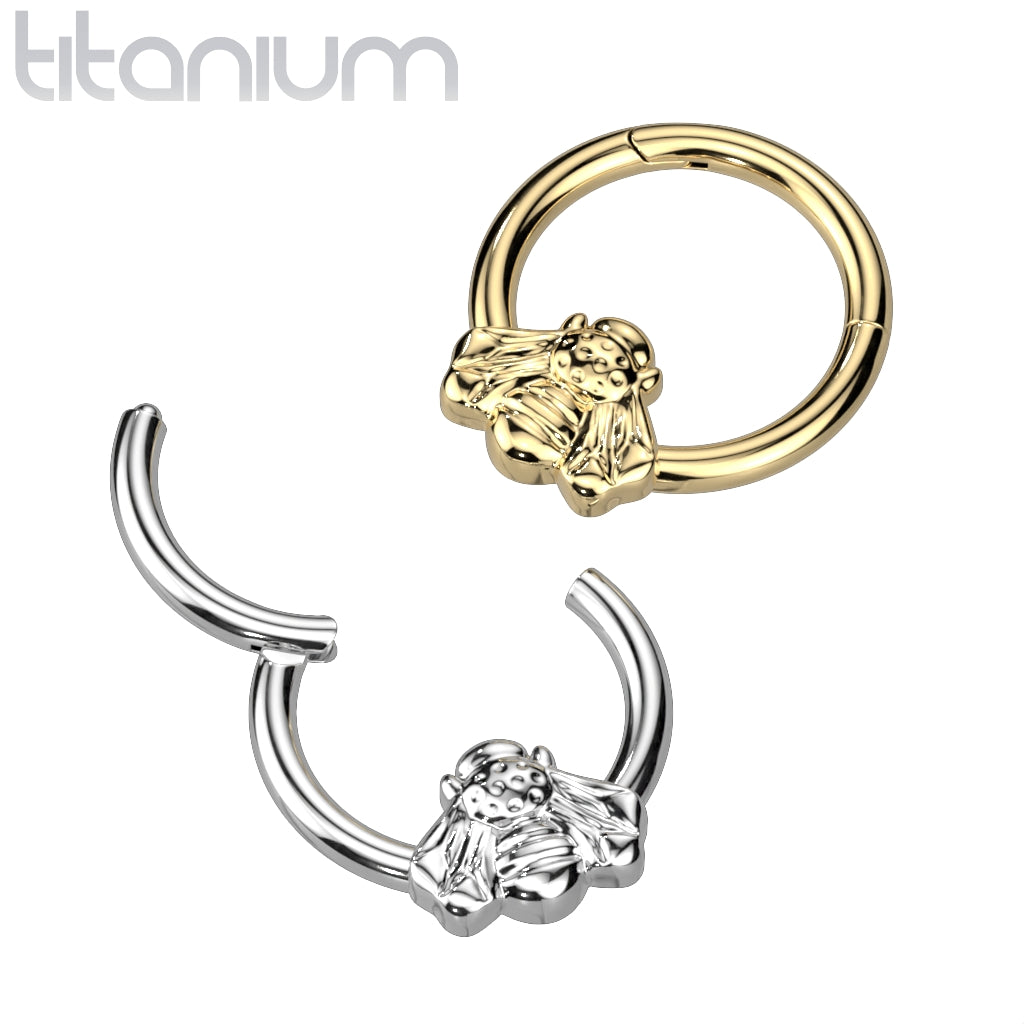 Hinged Ring Bee | Titanium Clicker Segment Hoop Ring - Avanti Body Jewelry