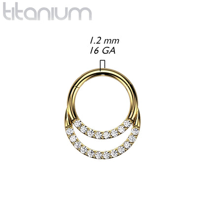Hinged Ring Double Front Gem | Titanium Clicker Segment Hoop Ring - Avanti Body Jewelry