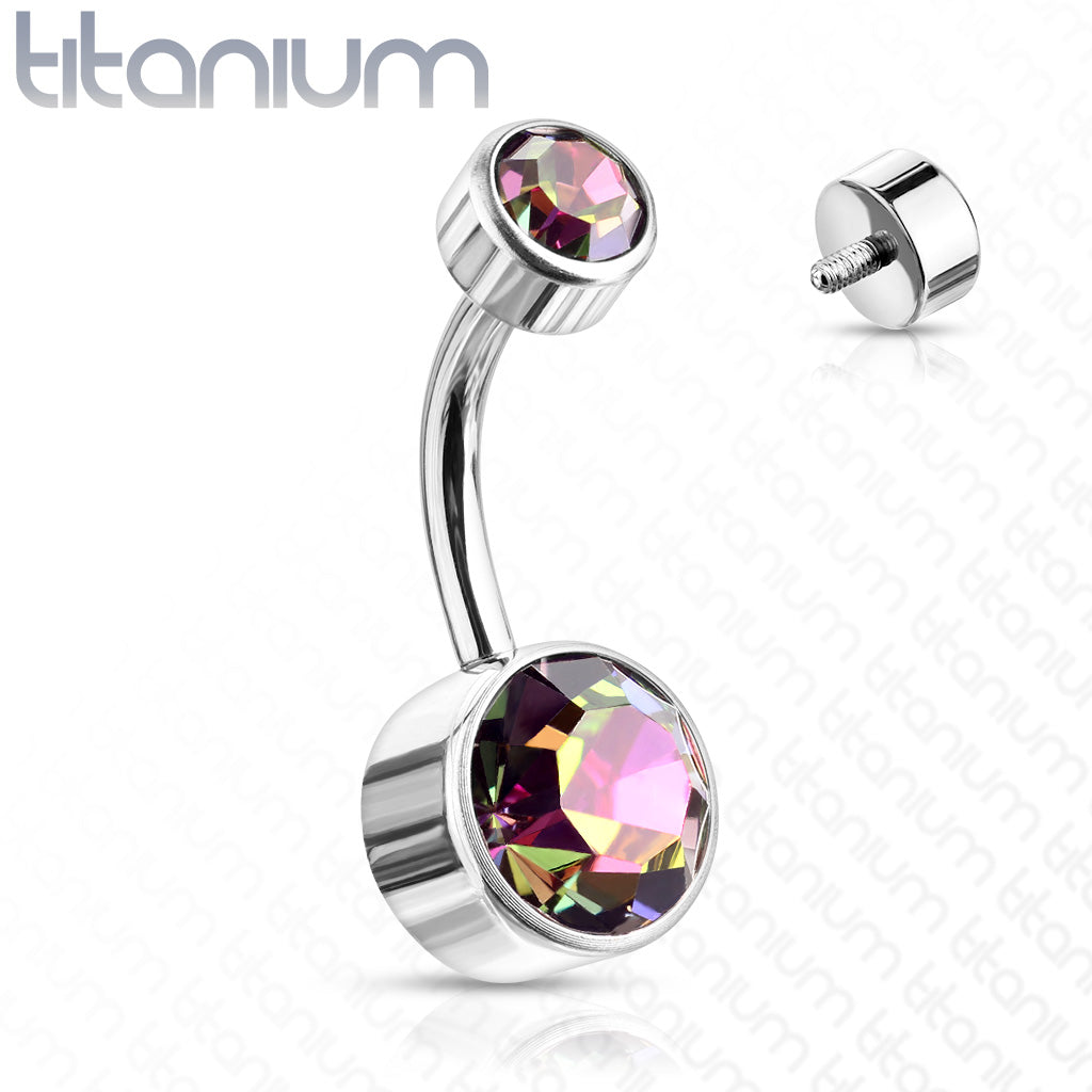 Titanium Bezel Gem Belly / Navel Ring - Avanti Body Jewelry