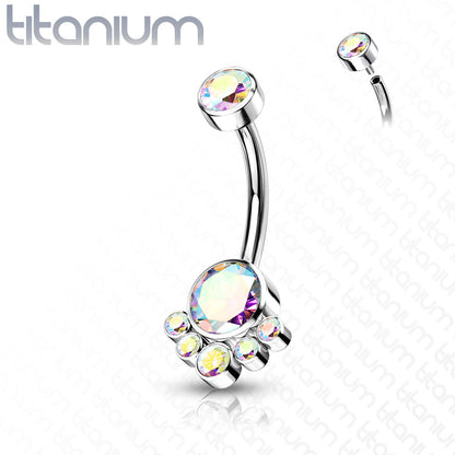 Titanium Cluster 5 Gem Belly / Navel Ring