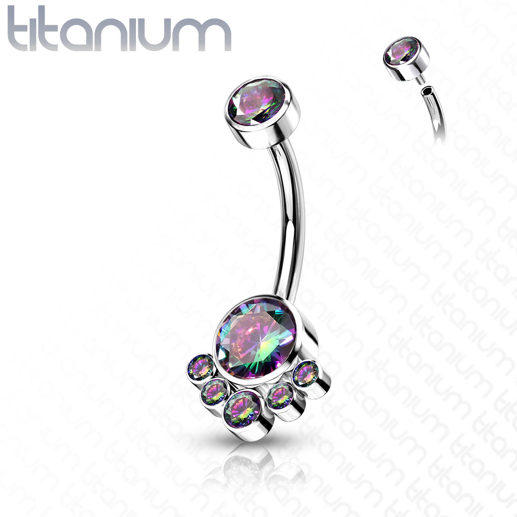 Titanium Cluster 5 Gem Belly / Navel Ring - Avanti Body Jewelry