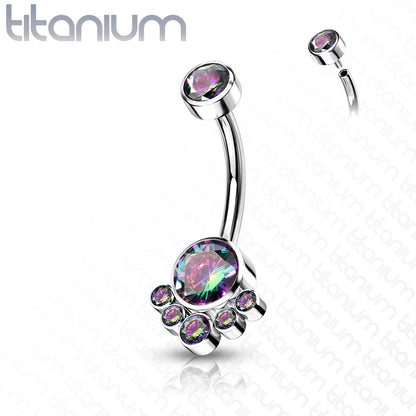 Titanium Cluster 5 Gem Belly / Navel Ring - Avanti Body Jewelry