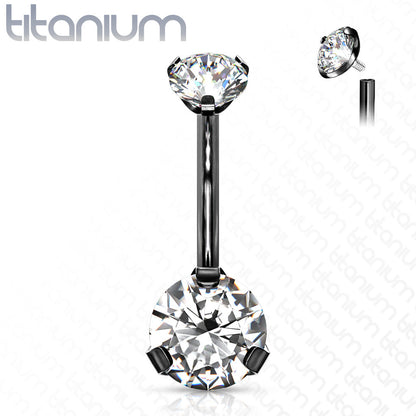 Titanium Prong Gem Belly / Navel Ring - Avanti Body Jewelry