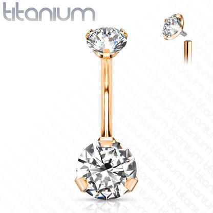 Titanium Prong Gem Belly / Navel Ring - Avanti Body Jewelry