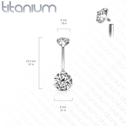 Titanium Prong Gem Belly / Navel Ring