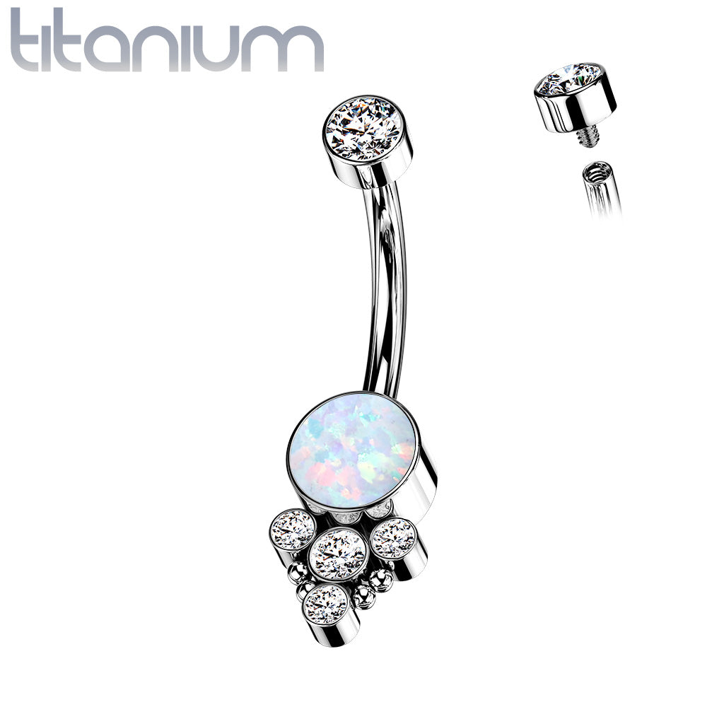 Titanium 4 Gem Cluster Belly / Navel Ring - Avanti Body Jewelry