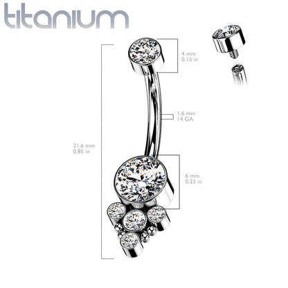 Titanium 4 Gem Cluster Belly / Navel Ring