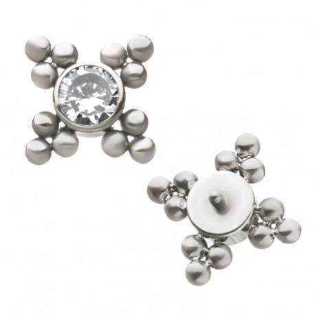 Threaded Beaded Gem & Opal Design Top - Avanti Body Jewelry
