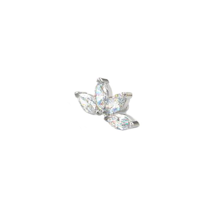 Quadruple Diamond Marquis Fan | 14K Threadless Top  For Nose, Ears & Lip