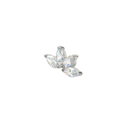 Quadruple Diamond Marquis Fan | 14K Threadless Top For Nose, Ears & Lip - Avanti Body Jewelry