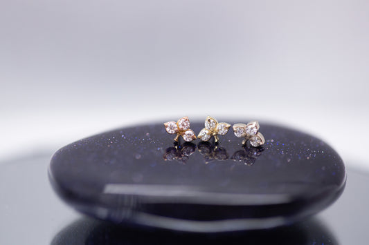 Diamond Clover | 14K Threadless Top For Nose, Ears & Lip - Avanti Body Jewelry