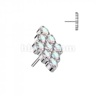 Pave Gems Diamond Shaped Top | Titanium Threadless Push In  For Nose, Ears & Lip