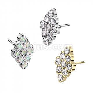 Pave Gems Diamond Shaped Top | Titanium Threadless Push In For Nose, Ears & Lip - Avanti Body Jewelry