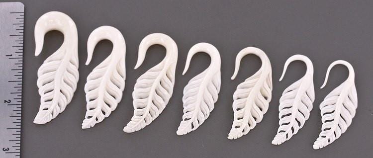 Delicate Carved Bone Leaf Hangers - Avanti Body Jewelry
 - 2