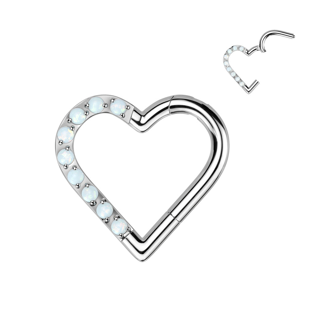 Hinged Ring Heart Clicker w/ Gems | Titanium Hinged Segment Ring - Avanti Body Jewelry