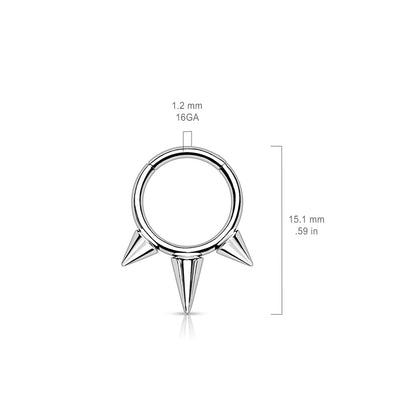 Hinged Ring w/ Spikes | Titanium Clicker Segment Hoop Ring