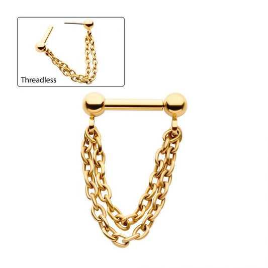 Titanium Threadless 2 Chain Dangle For Nose, Ears & Lip - Avanti Body Jewelry