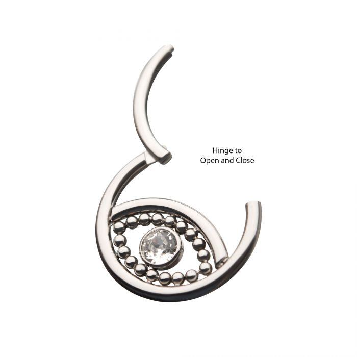 Hinged Ring Beaded Gem Evil Eye | Titanium Clicker Segment Hoop Ring