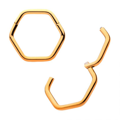 Hinged Ring Hexagon | Titanium Clicker Segment Hoop Ring