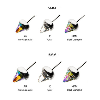 Swarovski Glass Cone | Titanium Threadless Top For Nose, Ears & Lip - Avanti Body Jewelry