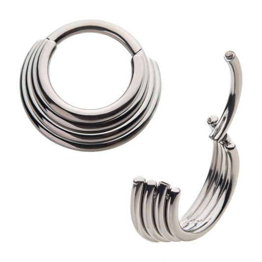 Hinged Ring Four Stacked | Titanium Clicker Segment Hoop Ring