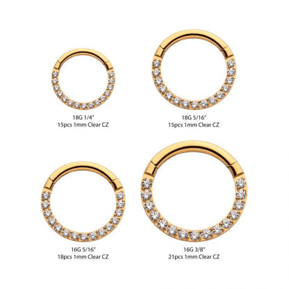 Hinged Ring Clear CZ Eternity Front Facing | Titanium Clicker Segment Hoop Ring - Avanti Body Jewelry