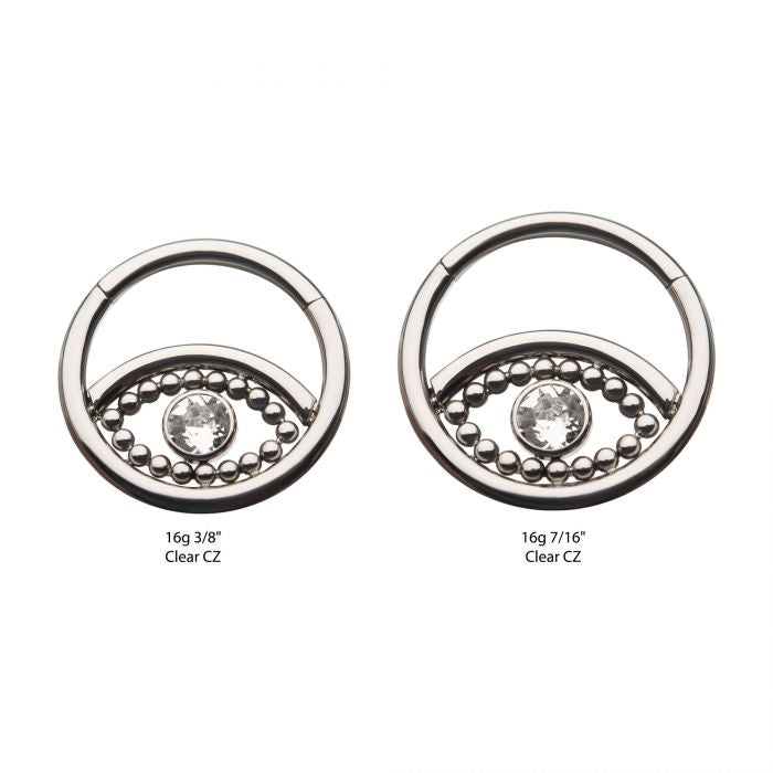 Hinged Ring Beaded Gem Evil Eye | Titanium Clicker Segment Hoop Ring - Avanti Body Jewelry