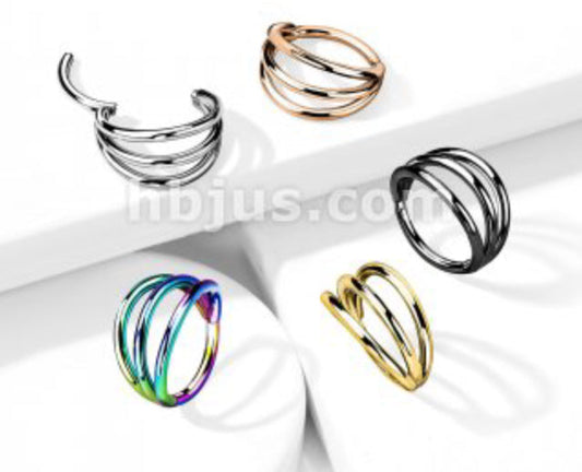 Hinged Ring w/ Triple Hoop | Titanium Clicker Segment Hoop Ring