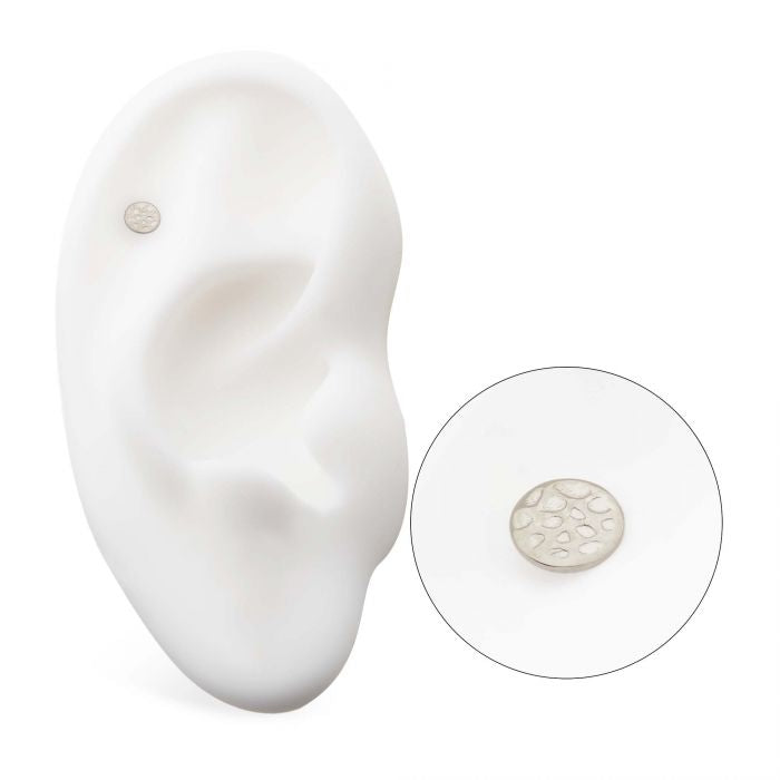 Hammered Disc | Titanium Threadless Top  For Nose, Ears & Lip