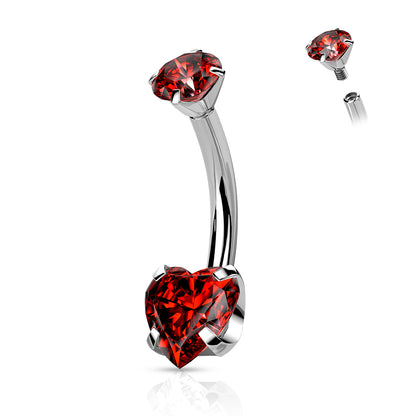 Heart Gem Belly / Navel Ring | Titanium Prong Set - Avanti Body Jewelry