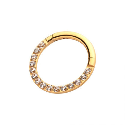 Hinged Ring Clear CZ Eternity Front Facing | Titanium Clicker Segment Hoop Ring