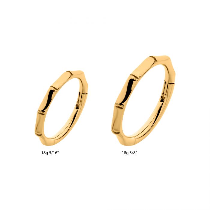 Hinged Ring Bamboo Design Side Facing | Titanium Clicker Segment Hoop Ring