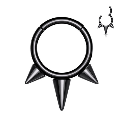 Hinged Ring w/ Spikes | Titanium Clicker Segment Hoop Ring - Avanti Body Jewelry