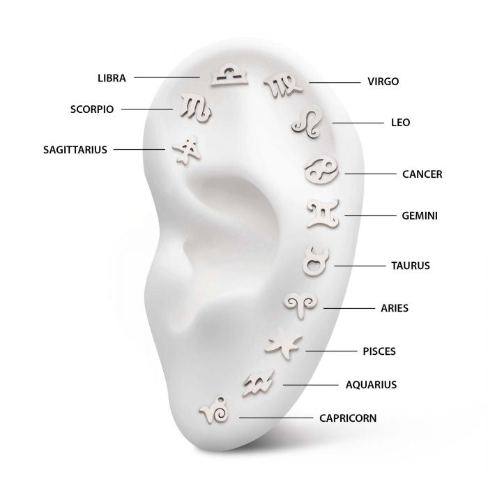 Zodiac Sign | Titanium Threadless Top  For Nose, Ears & Lip