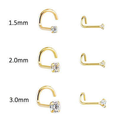14K Gold 20g Genuine Diamond Nose Stud - Avanti Body Jewelry
 - 2