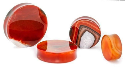 Red Agate Stone Plug Pair - Avanti Body Jewelry
 - 10