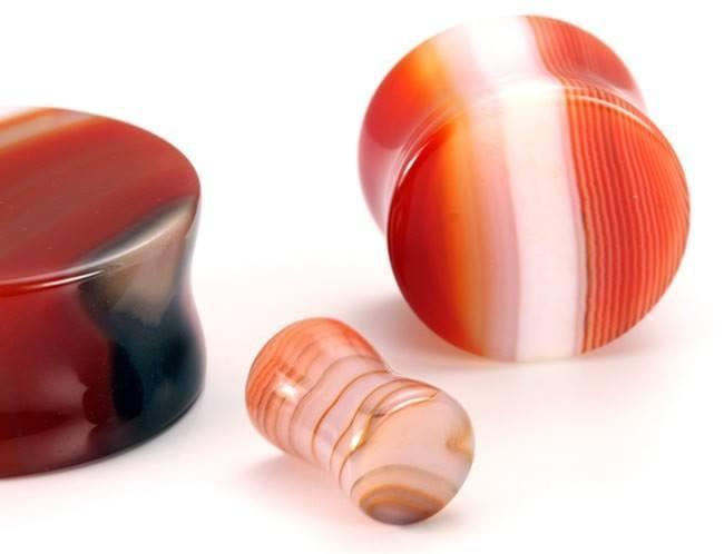 Red Agate Stone Plug Pair - Avanti Body Jewelry
 - 8
