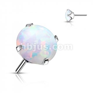 Implant Grade Titanium Threadless Push In Prong Set Opal Top  For Nose, Ears & Lip