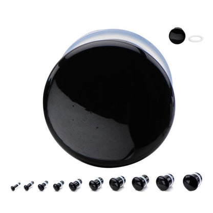 Black Agate Stone Plug Pair - Avanti Body Jewelry
 - 3