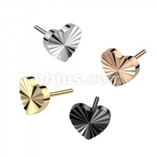 Heart Diamond Cut | Titanium Threadless Top For Nose & Ears - Avanti Body Jewelry