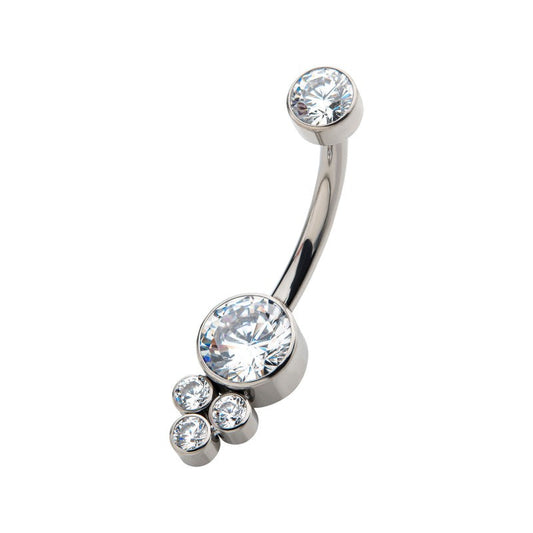 Titanium 3 Gem Cluster Belly / Navel Ring - Avanti Body Jewelry