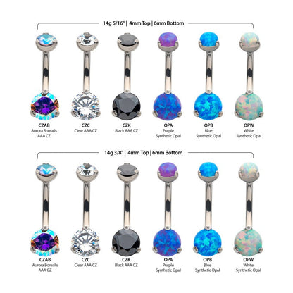 Opal Internally Threaded Prong Navel Set - Avanti Body Jewelry