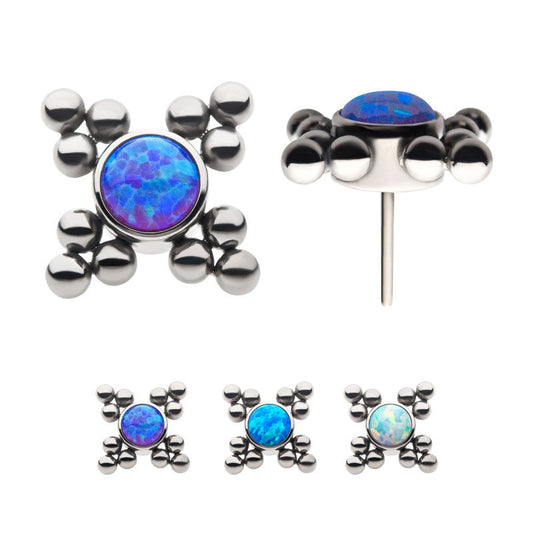 Fireworks Opal w/ Beads | Titanium Threadless Top For Nose, Ears & Lip - Avanti Body Jewelry