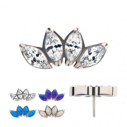 4 Gem Marquise Cluster | Titanium Threadless Top For Nose, Ears & Lip - Avanti Body Jewelry