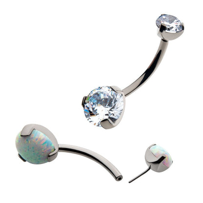 Opal Threadless Belly Ring  For Nose, Ears & Lip