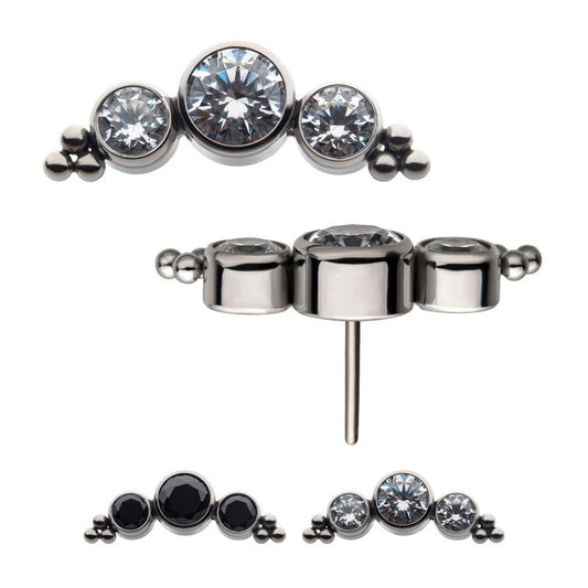 Stone Sky Gem w/ Beads | Titanium Threadless Top For Nose, Ears & Lip - Avanti Body Jewelry